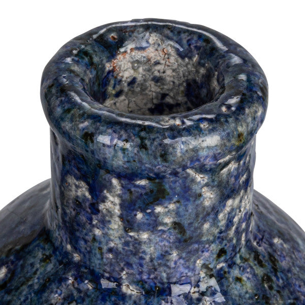 Navy Terracotta Vases with Crackle Glaze (Set of 3 Sizes)